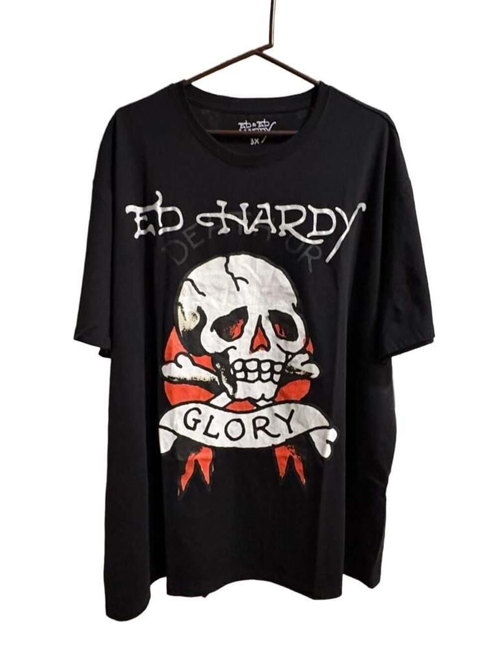 Ed Hardy Glory Skull Boxy Fit T-Shirt Black 3X